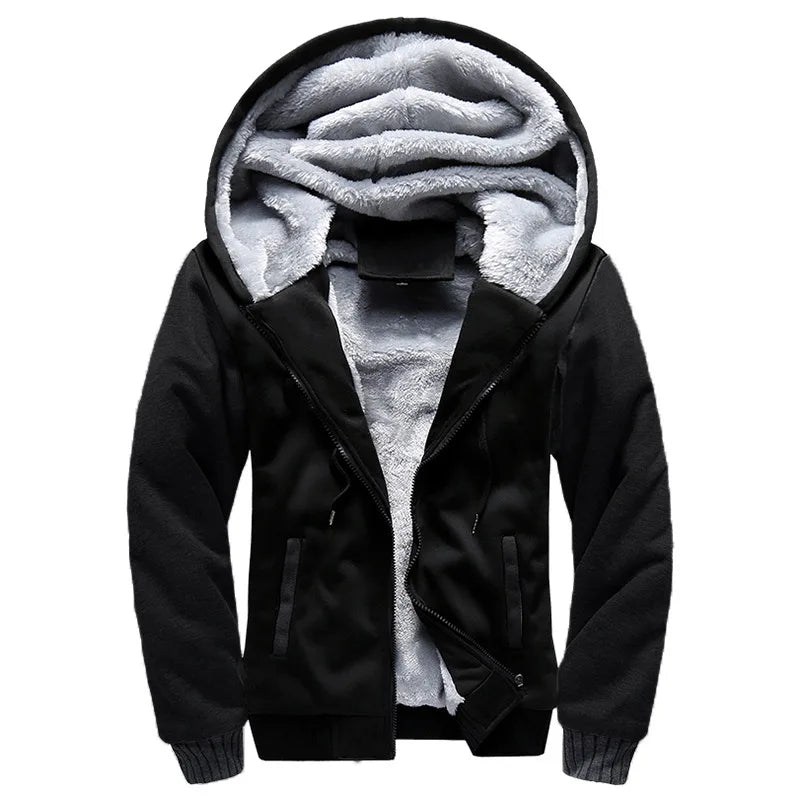 Men’s Sherpa-Lined Hooded Jacket – Warm Fleece Winter Coat