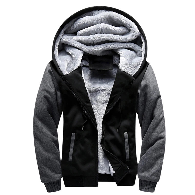 Men’s Sherpa-Lined Hooded Jacket – Warm Fleece Winter Coat