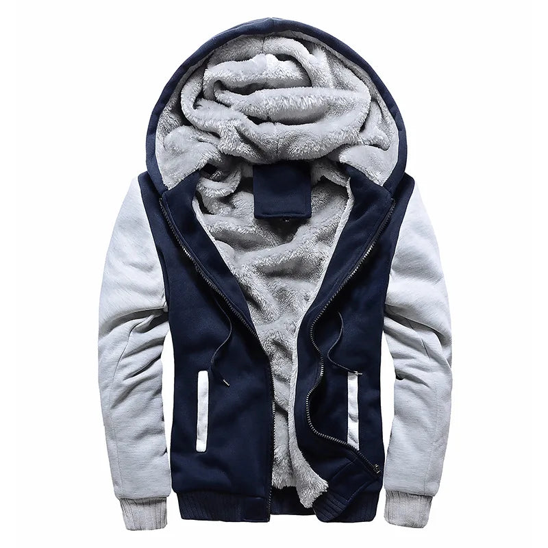 Men’s Sherpa-Lined Hooded Jacket – Warm Fleece Winter Coat