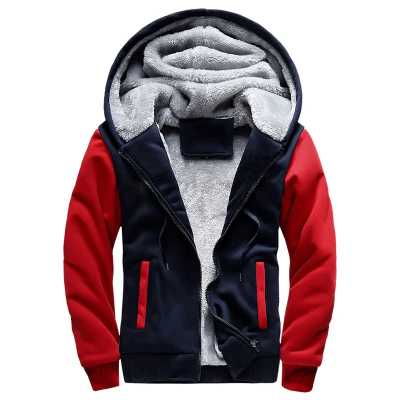 Men’s Sherpa-Lined Hooded Jacket – Warm Fleece Winter Coat