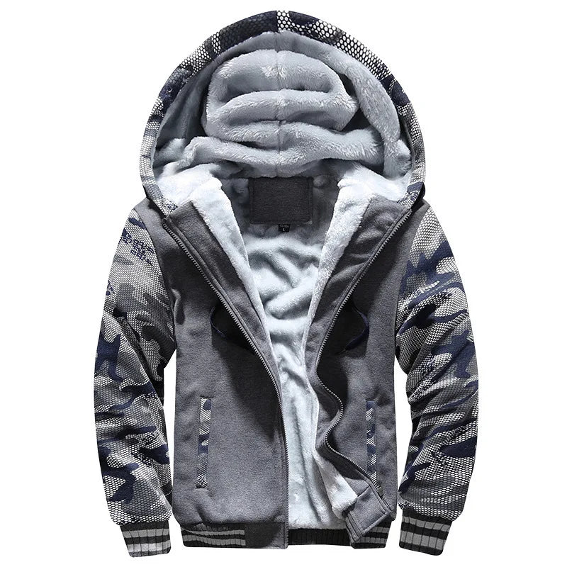 Men’s Sherpa-Lined Hooded Jacket – Warm Fleece Winter Coat