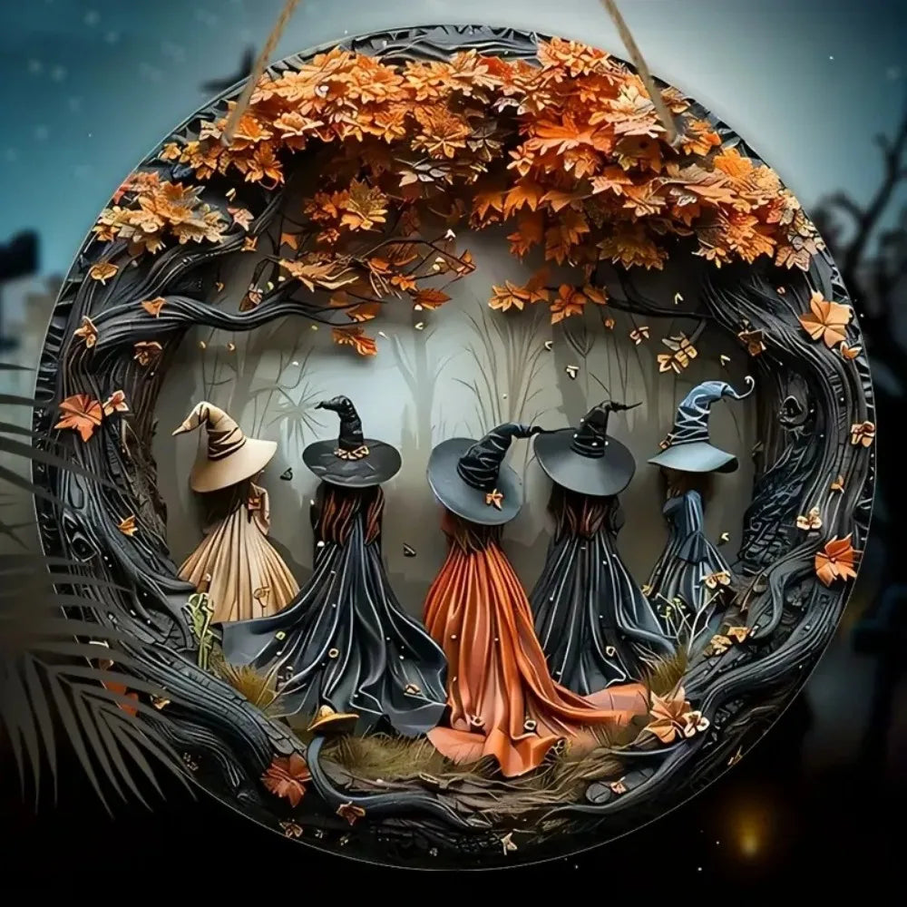 Autumn Witches Hanging Sign | Gothic Witch Wall Decor