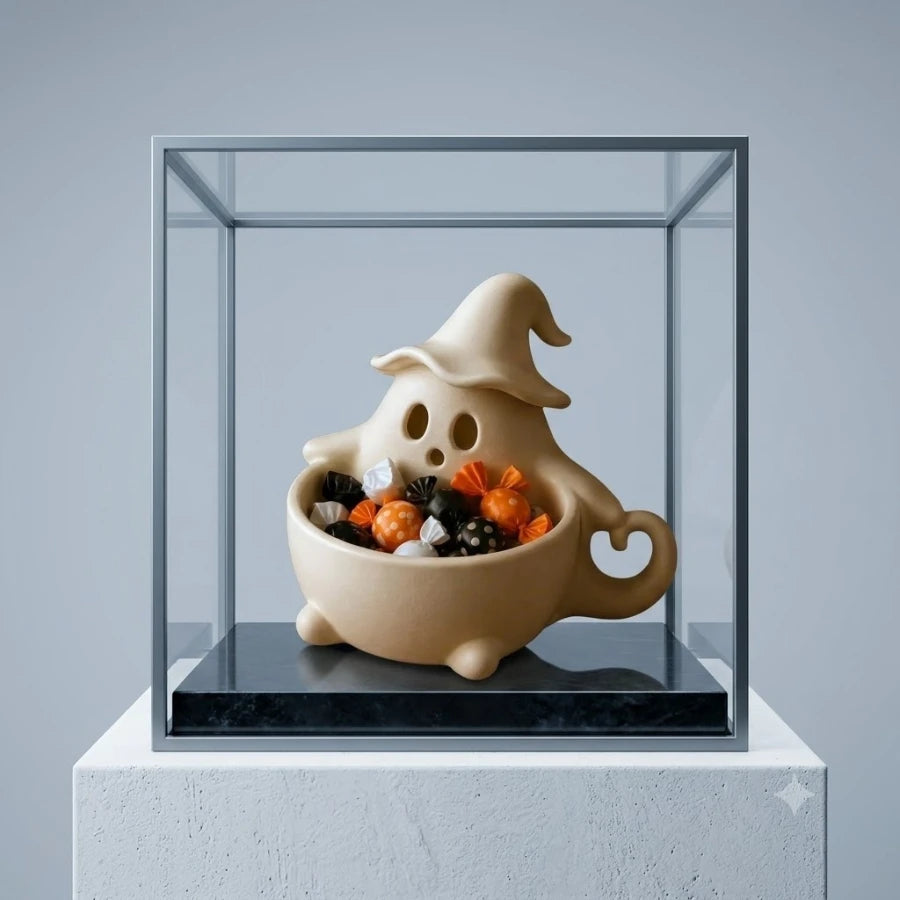 Witch Hat Ghost Halloween Candy Bowl – Spooky Snack & Treat Dish
