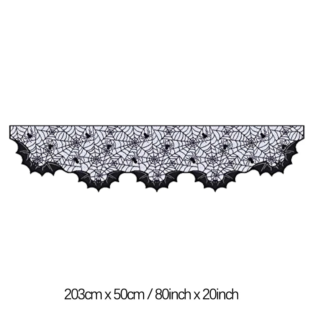 Halloween Spider Web Mantel Cover | Gothic Fireplace Decor
