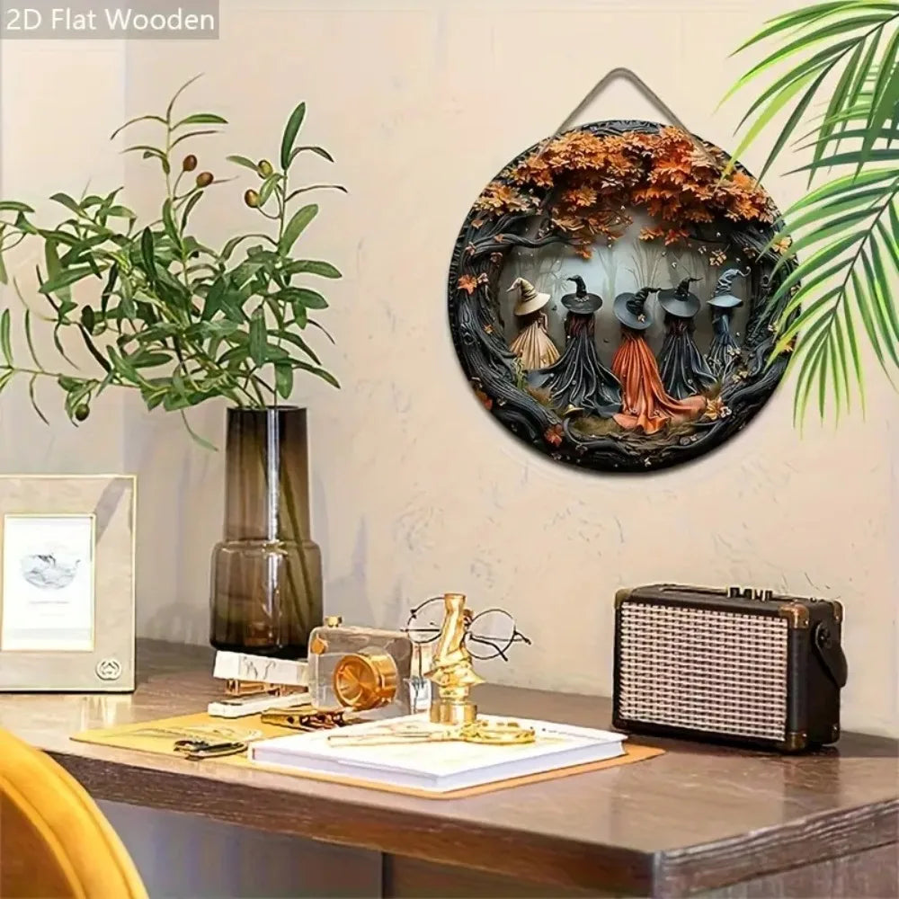 Autumn Witches Hanging Sign | Gothic Witch Wall Decor