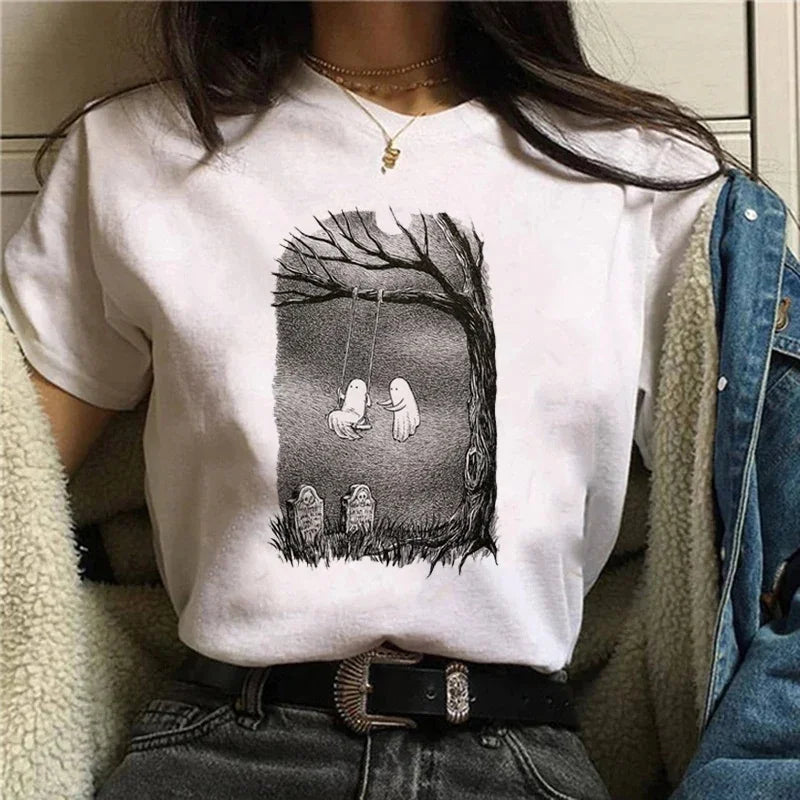 Vintage Gothic Ghost & Oddities Graphic T-Shirt