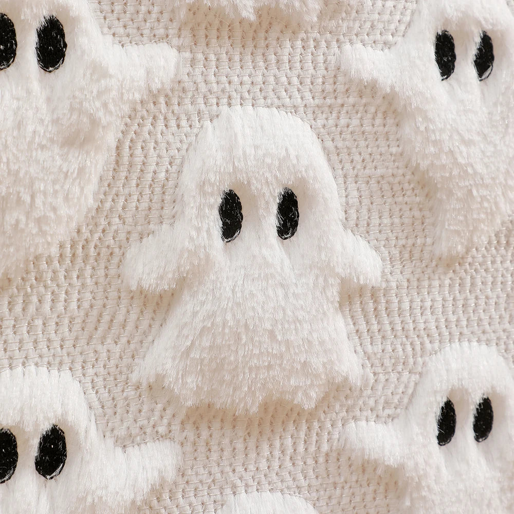 Ghost Halloween Table Runner | White Textured Spooky Decor