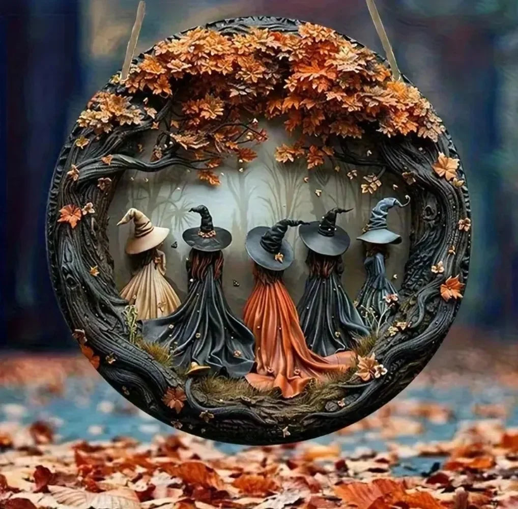 Autumn Witches Hanging Sign | Gothic Witch Wall Decor