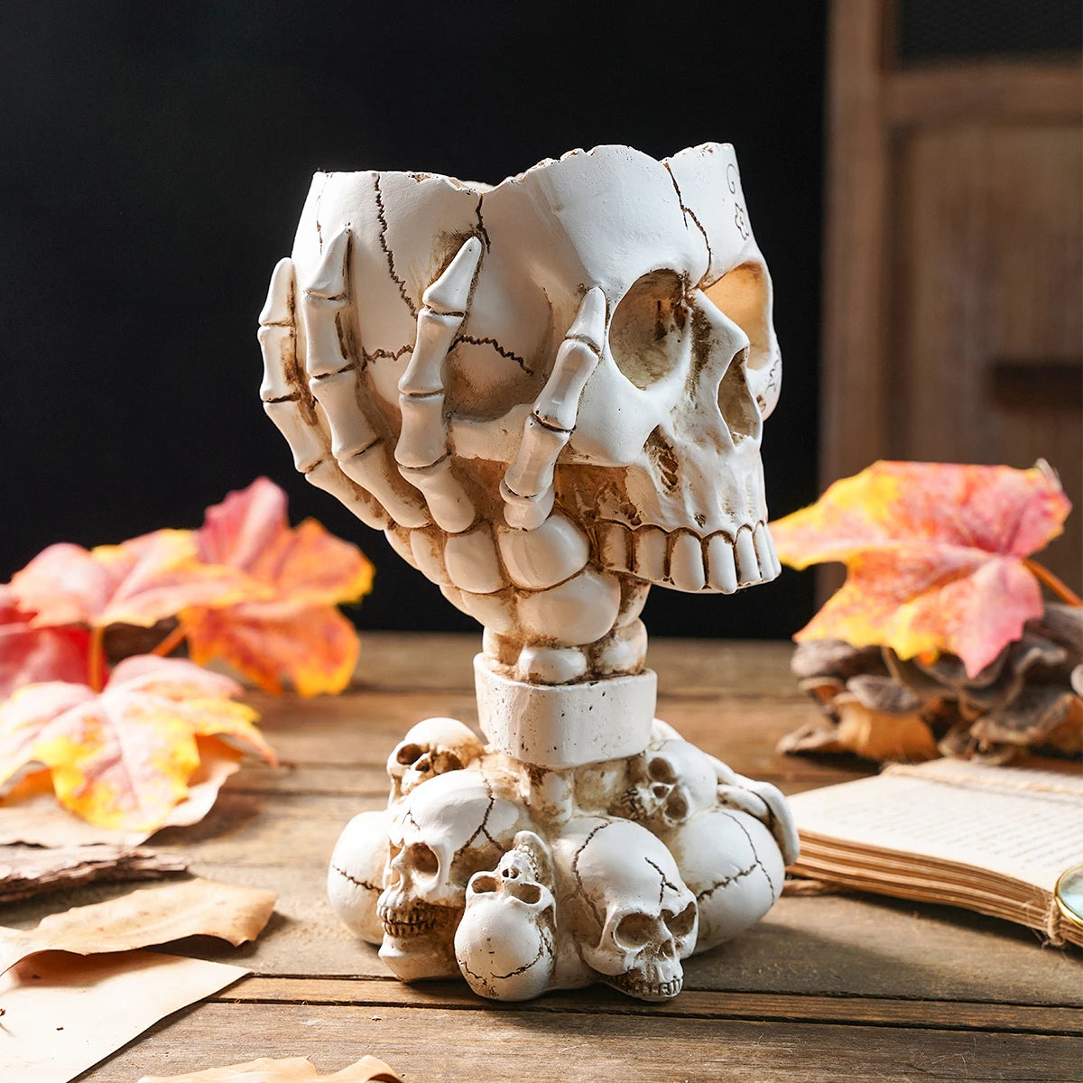Skeleton Hand Skull Vase | Gothic Halloween Decor