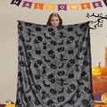 Gothic Halloween Throw Blanket | Skulls, Bats & Pumpkin Decor