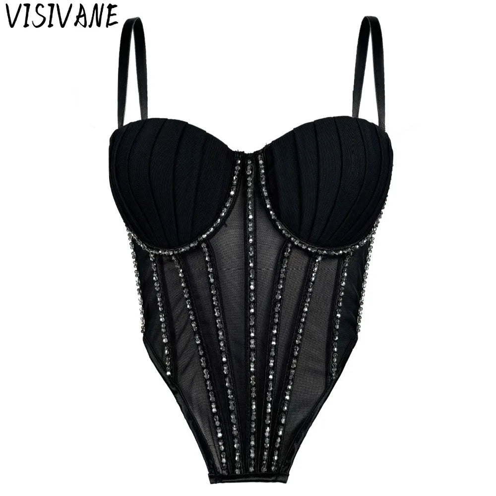 Rhinestone Corset Bodysuit