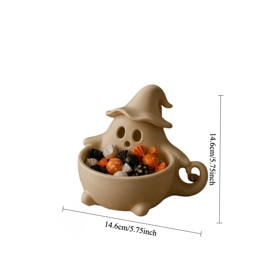 Witch Hat Ghost Halloween Candy Bowl – Spooky Snack & Treat Dish