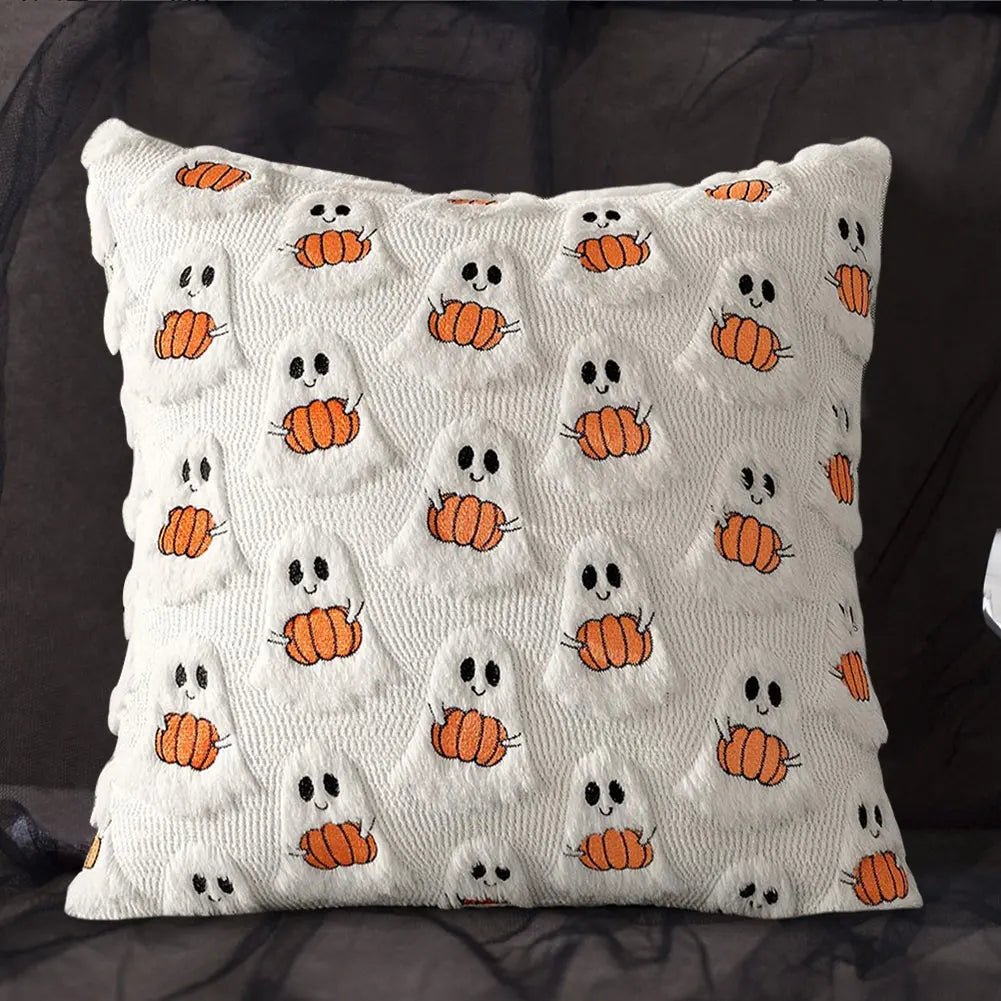 Fall & Halloween Plush Throw Pillow Covers | Ghost & Pumpkin Decor