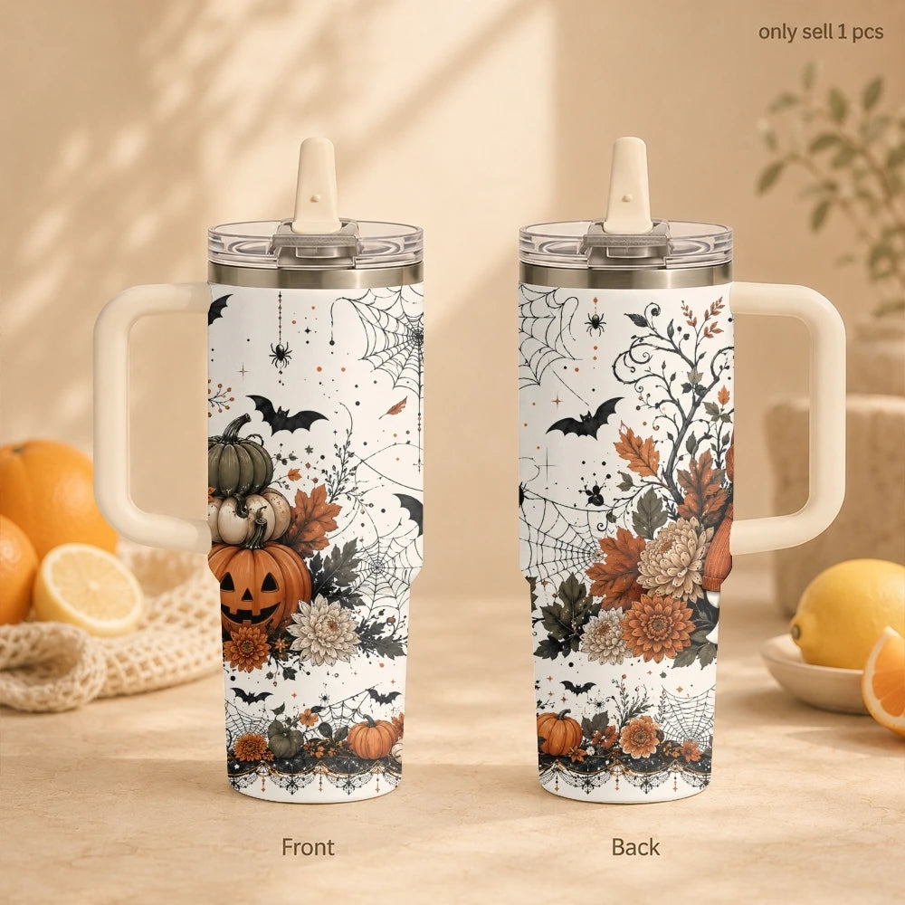40oz Spooky Halloween Insulated Tumbler with Handle & Straw