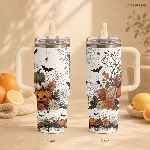 40oz Spooky Halloween Insulated Tumbler with Handle & Straw