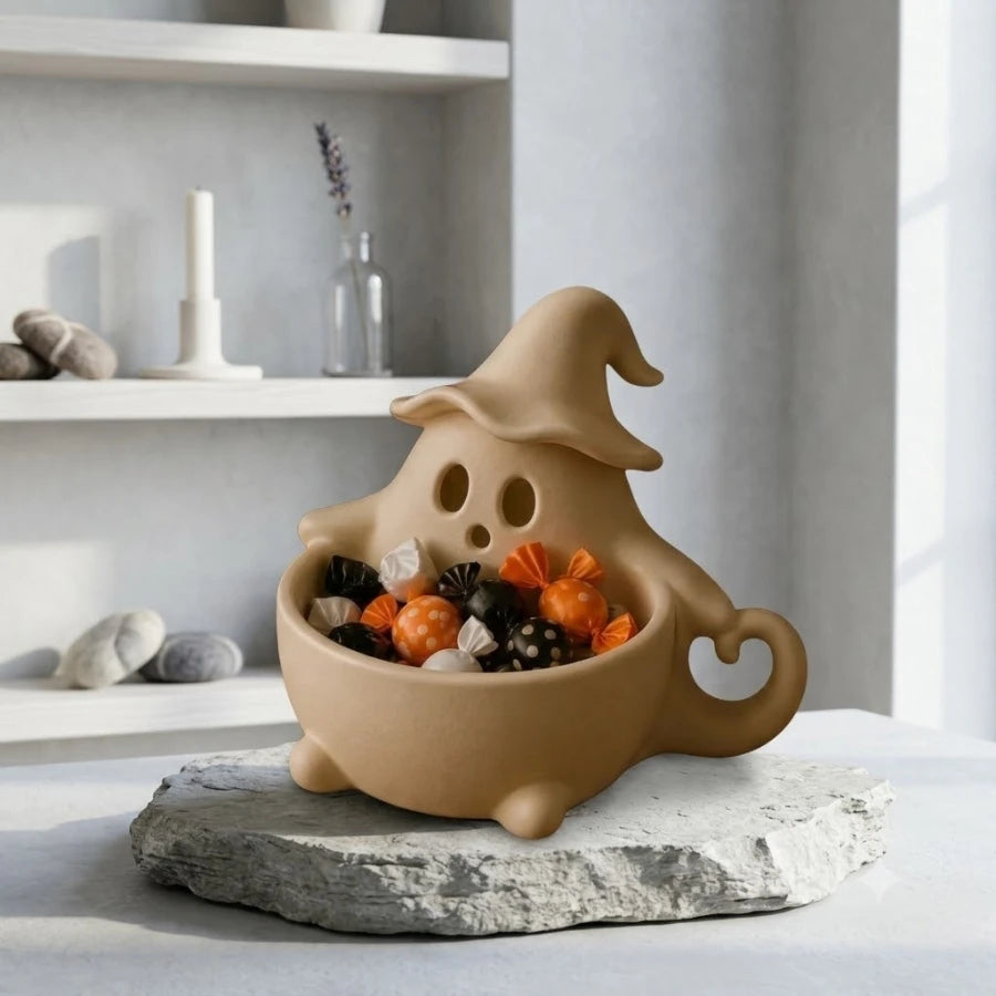 Witch Hat Ghost Halloween Candy Bowl – Spooky Snack & Treat Dish