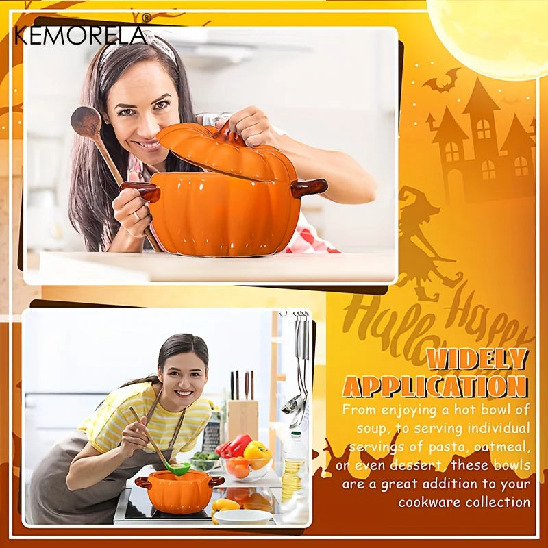 Pumpkin Serving Bowl with Lid – Halloween & Fall Tableware