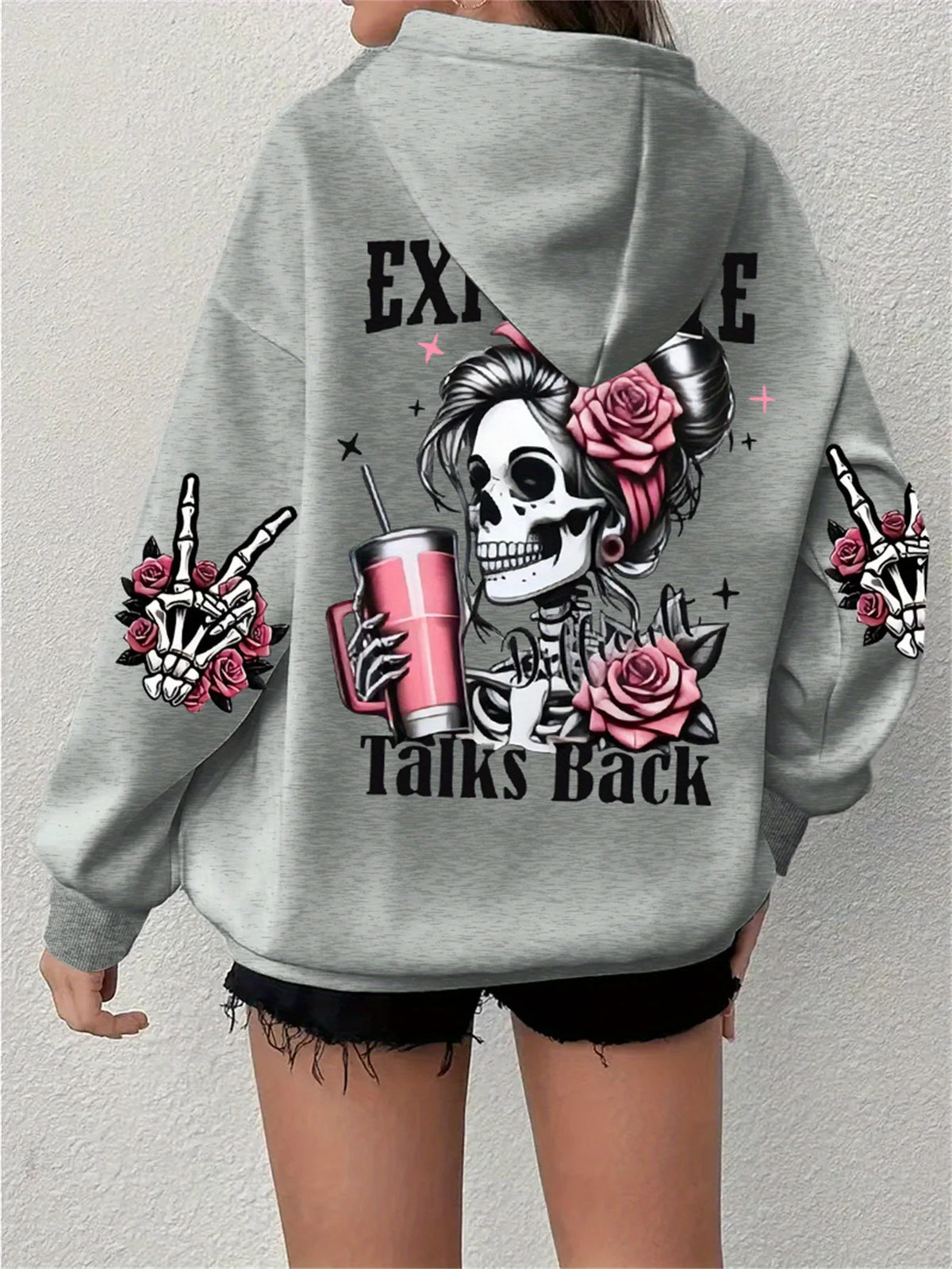 Skeleton Talks Back Graphic Hoodie