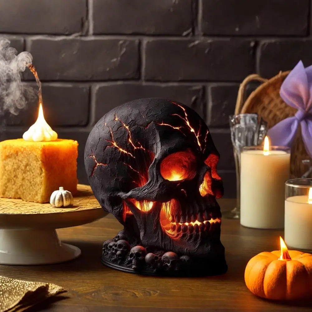 Light-Up Gothic Skull Lamp | Spooky Halloween Table Decor