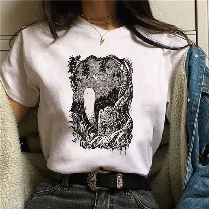 Vintage Gothic Ghost & Oddities Graphic T-Shirt