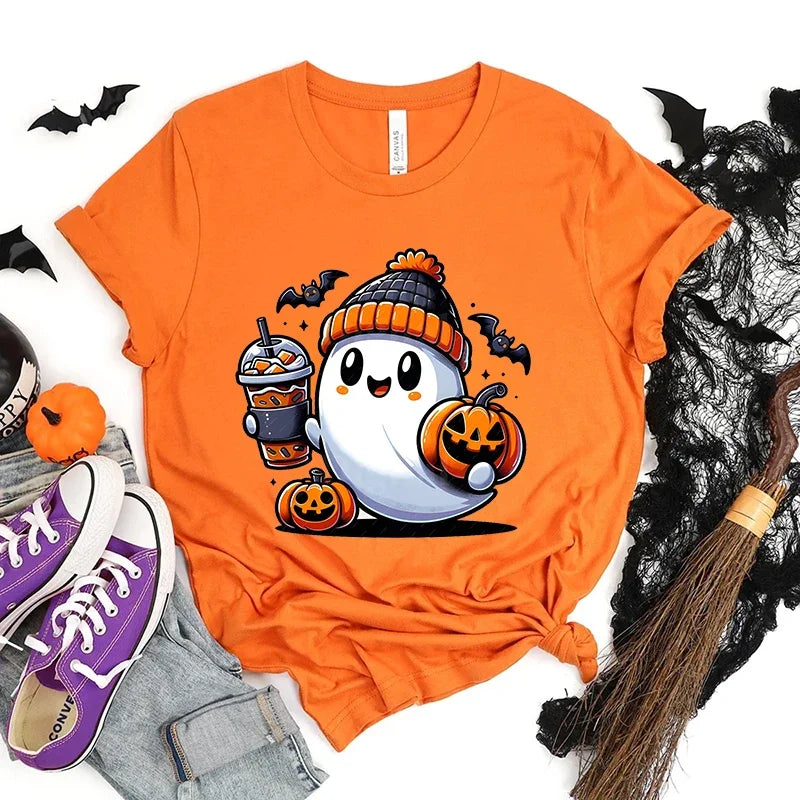 Cute Halloween Ghost Graphic T-Shirt