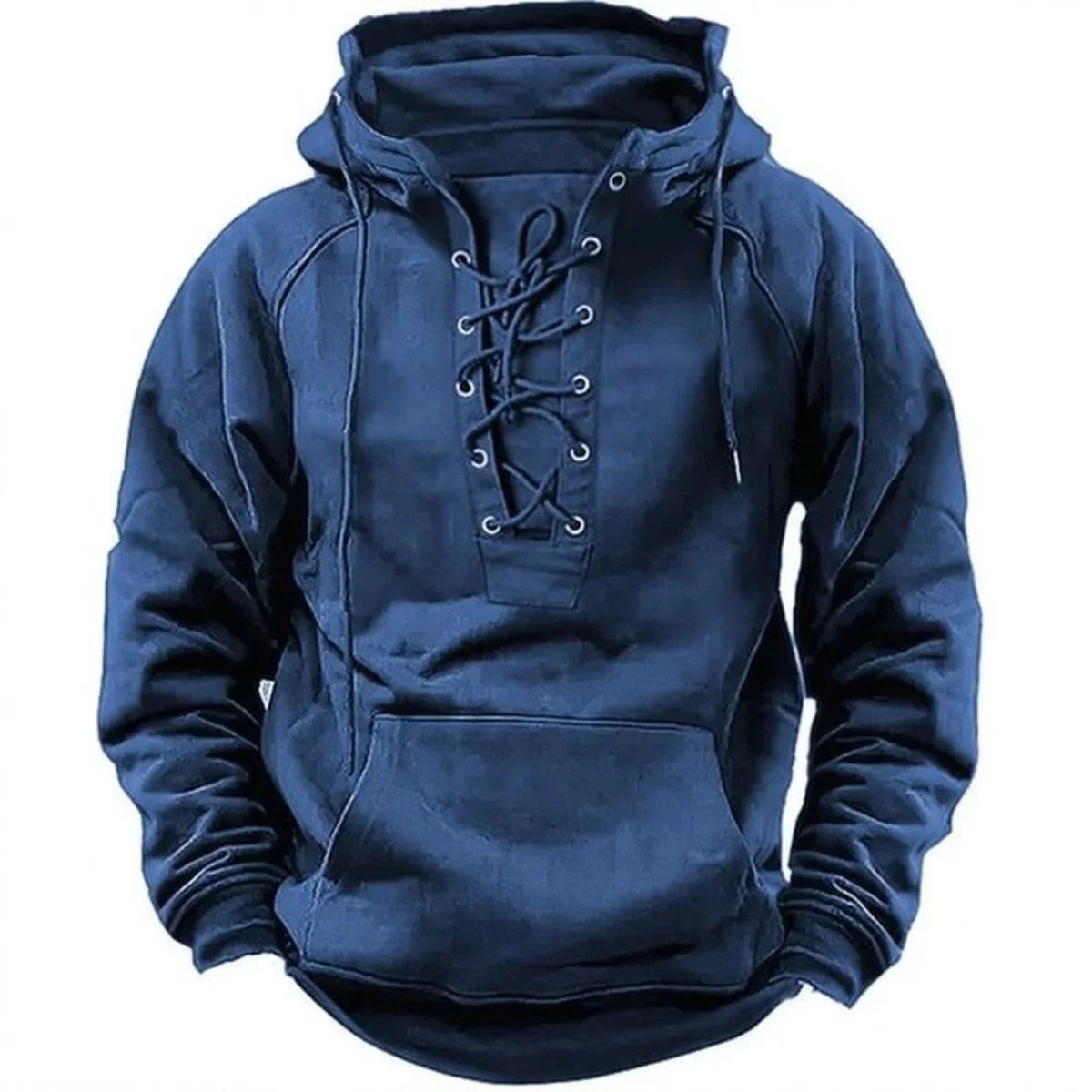 Vintage Lace-Up Pullover Hoodie