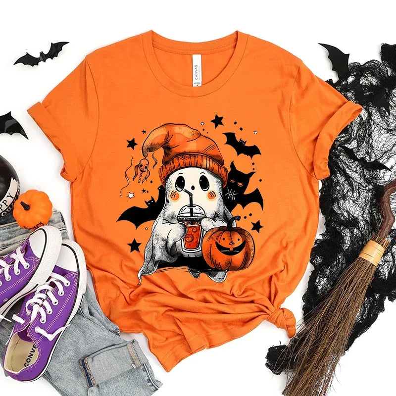 Cute Halloween Ghost Graphic T-Shirt