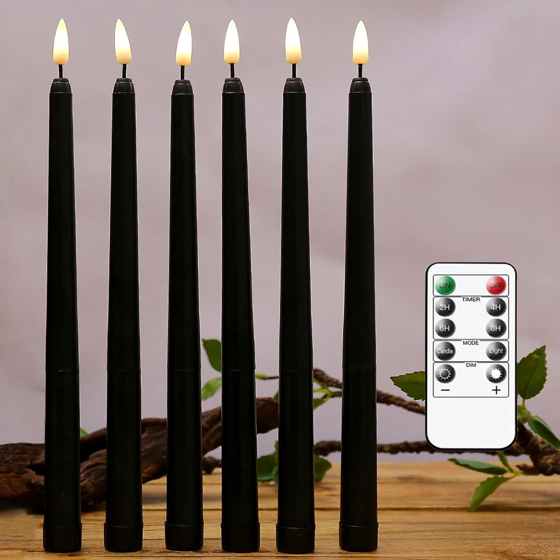 Black Flameless Taper Candles | Gothic LED Candle Set