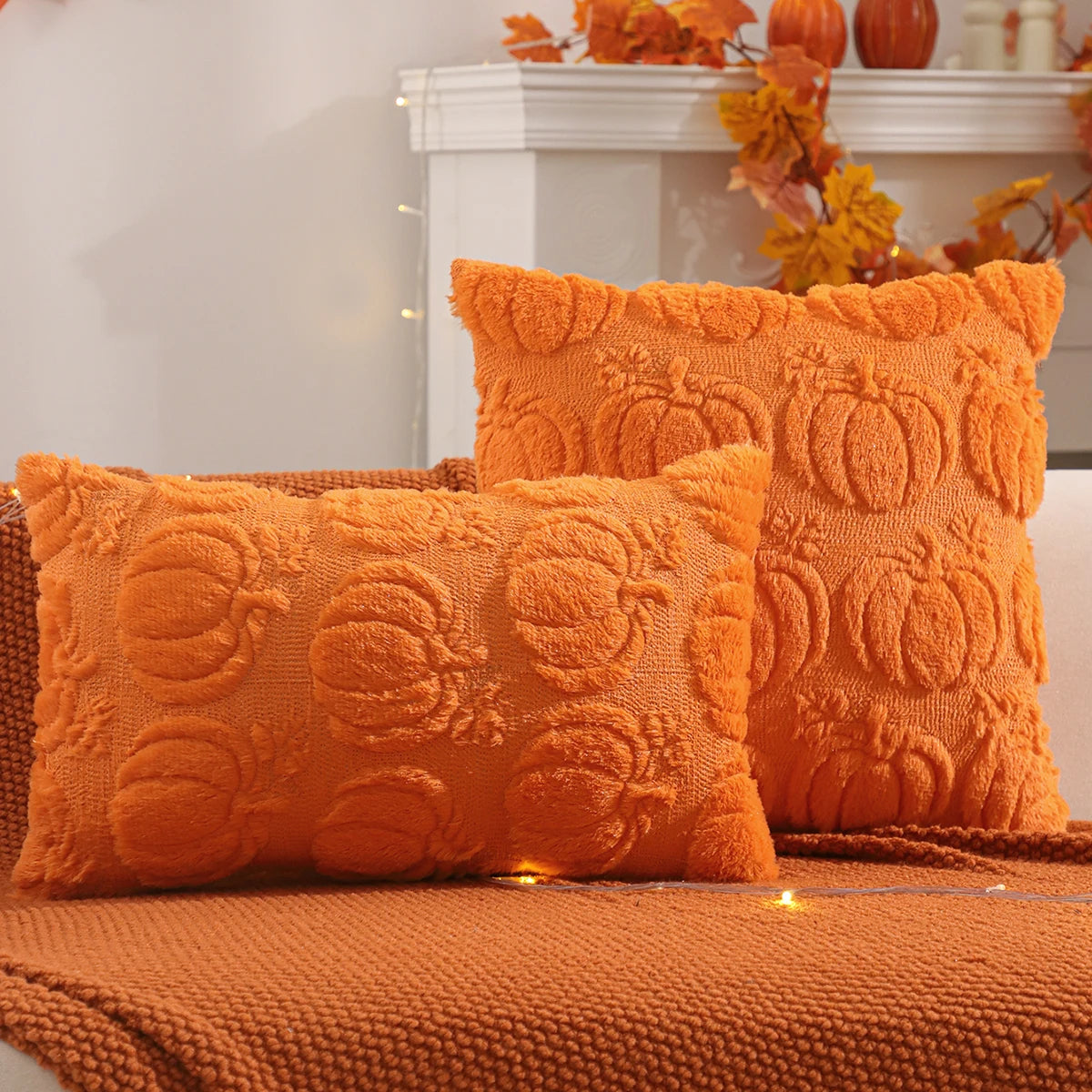 Fall & Halloween Tufted Pillow Covers | Ghost & Pumpkin Throw Pillow Covers