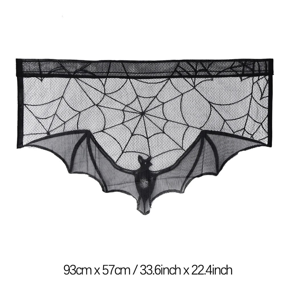 Halloween Spider Web Mantel Cover | Gothic Fireplace Decor