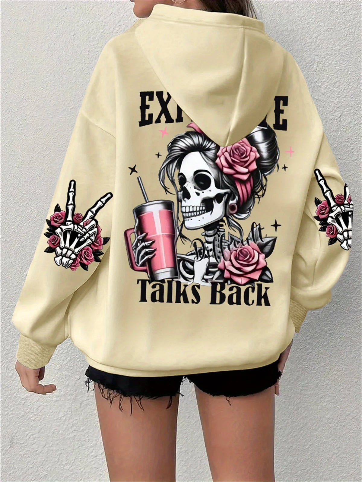 Skeleton Talks Back Graphic Hoodie