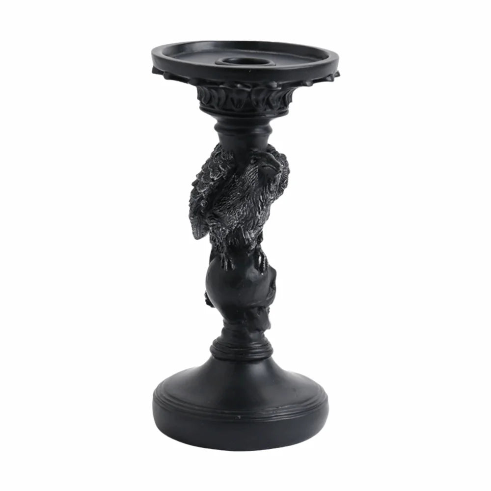 Gothic Skull & Raven Candle Holder | Dark Decor