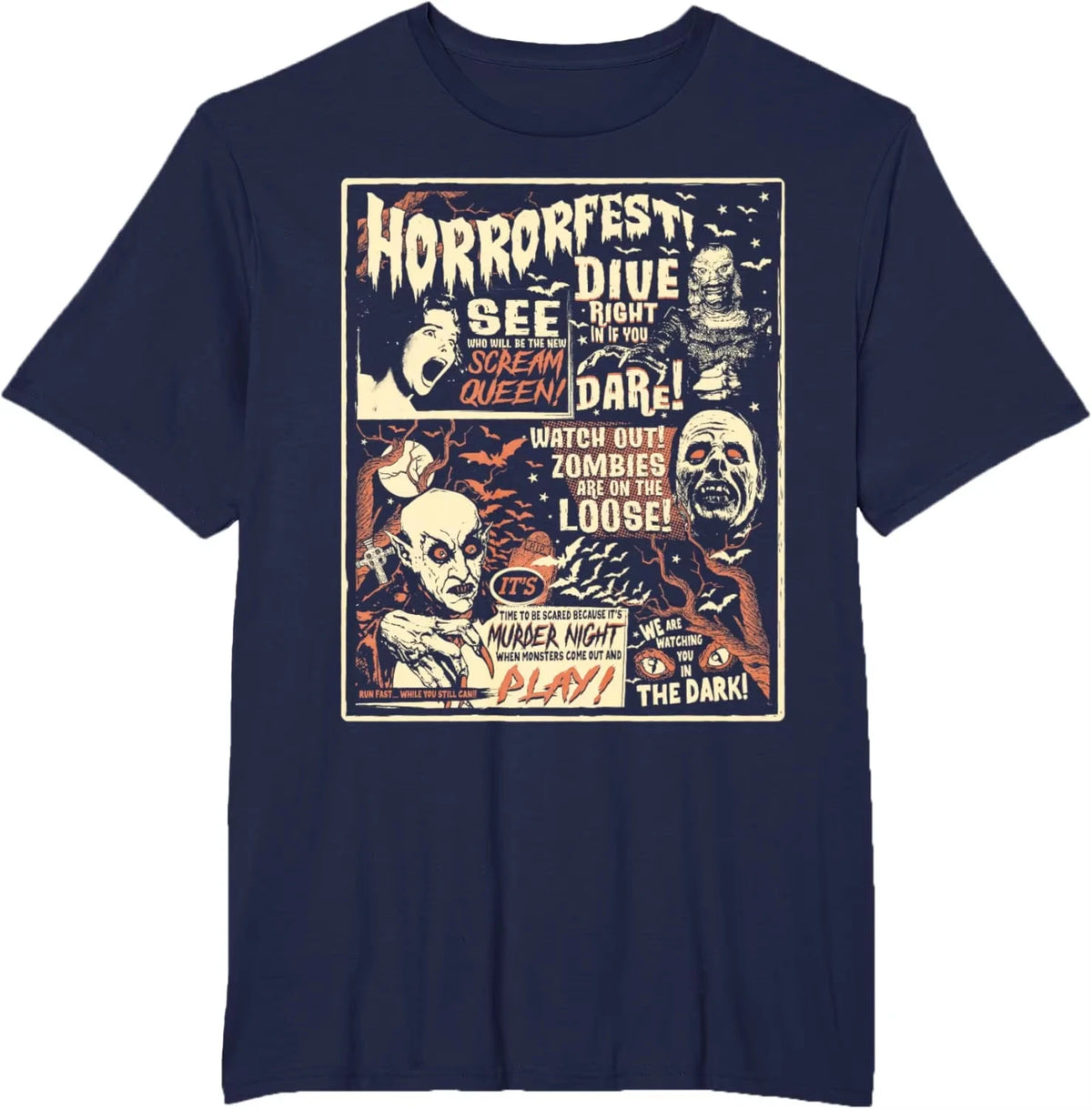 Retro Halloween Horror Graphic T-Shirt