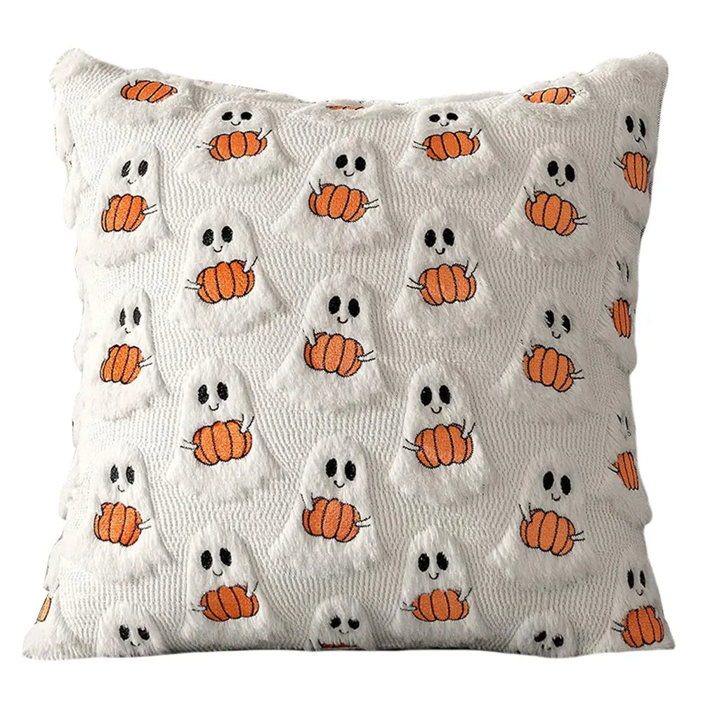 Fall & Halloween Plush Throw Pillow Covers | Ghost & Pumpkin Decor