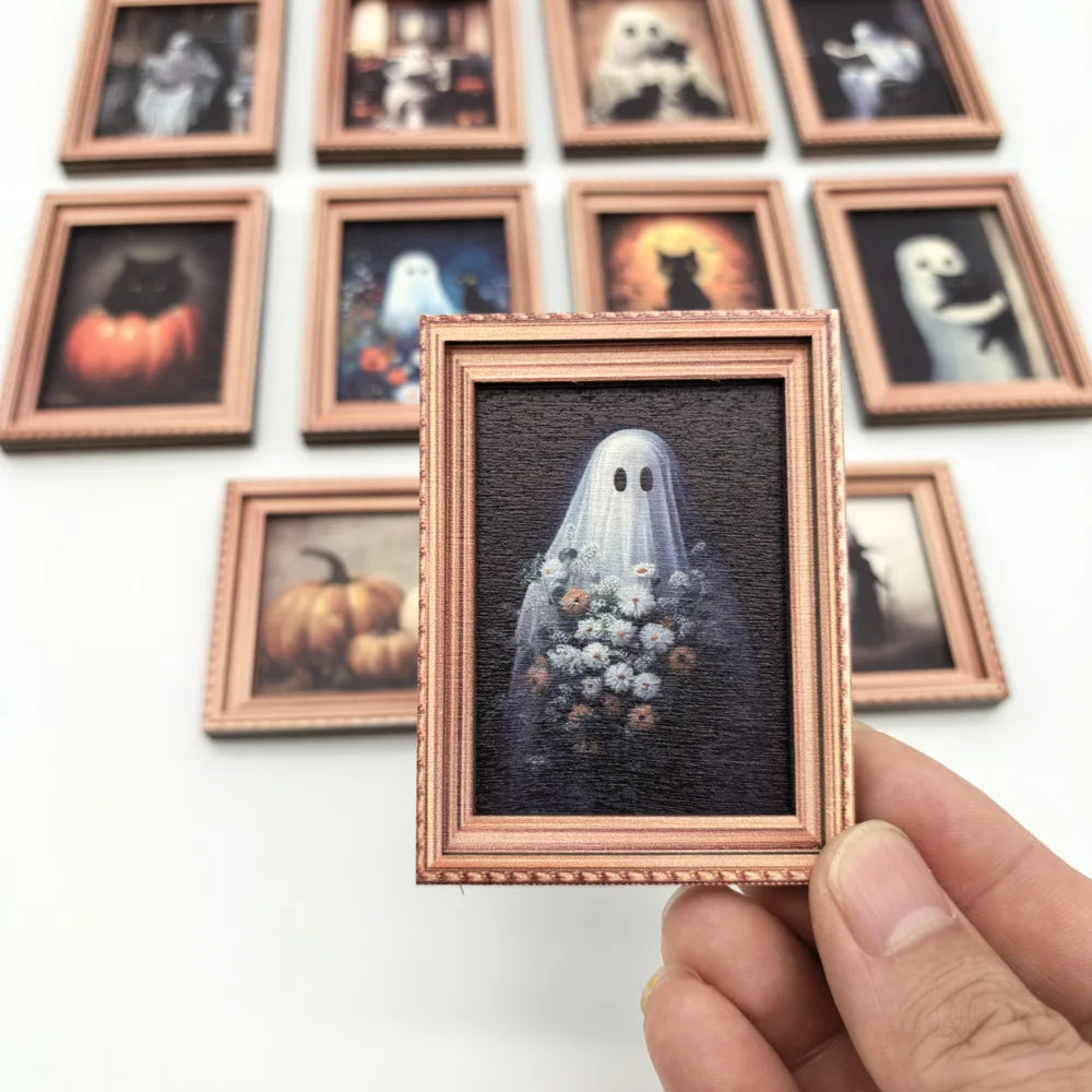 Haunted Mini Portrait Magnets | Vintage Halloween Decor