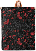 Gothic Bat Throw Blanket | Black & Red Halloween Decor