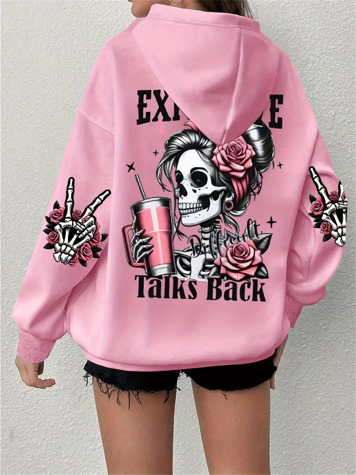 Skeleton Talks Back Graphic Hoodie