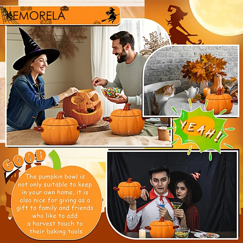 Pumpkin Serving Bowl with Lid – Halloween & Fall Tableware