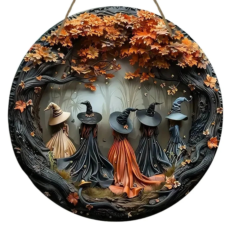 Autumn Witches Hanging Sign | Gothic Witch Wall Decor