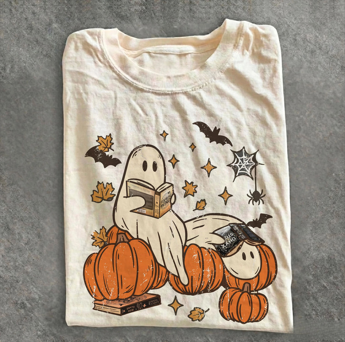 Cute Ghost & Pumpkin Halloween Graphic T-Shirt