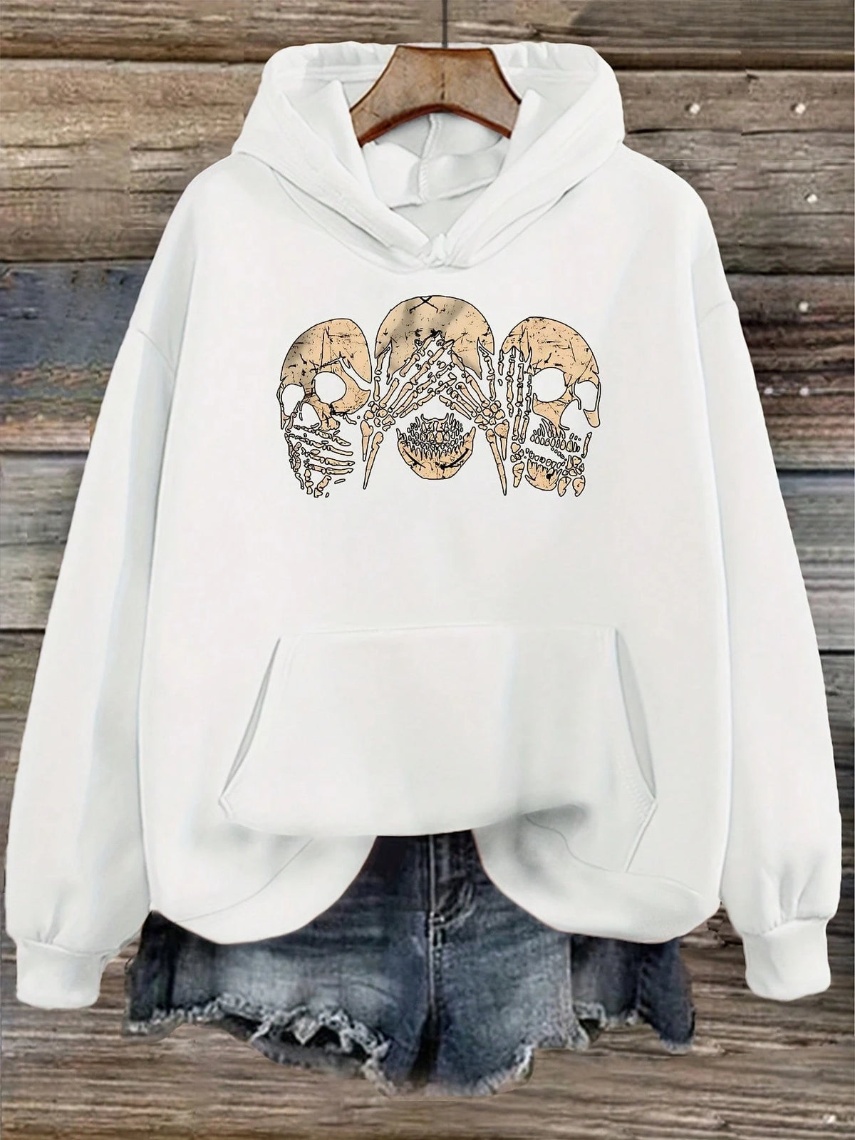 Vintage Triple Skull Gothic Hoodie