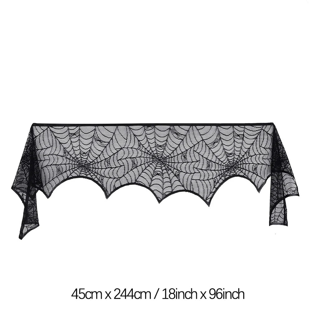 Halloween Spider Web Mantel Cover | Gothic Fireplace Decor