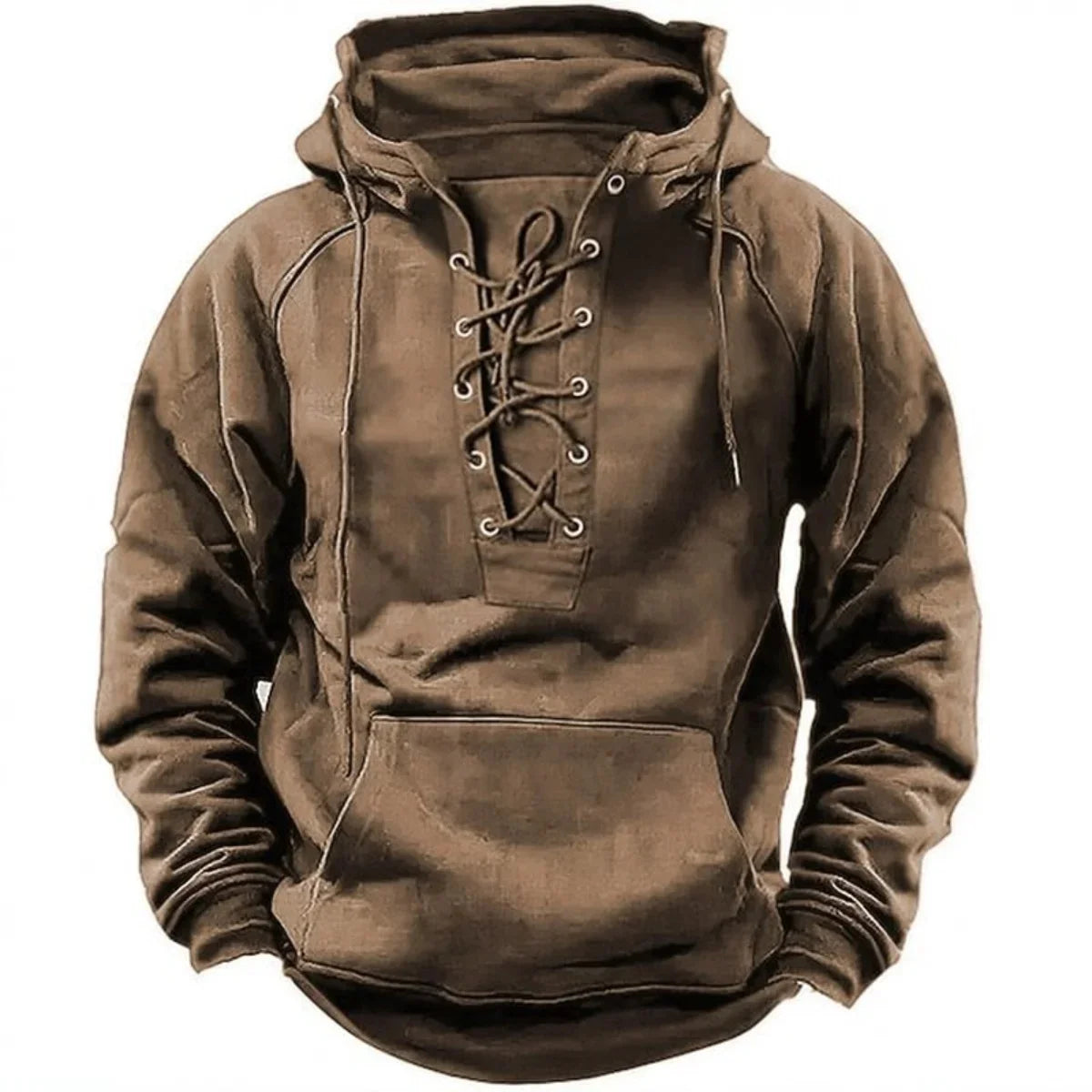 Vintage Lace-Up Pullover Hoodie