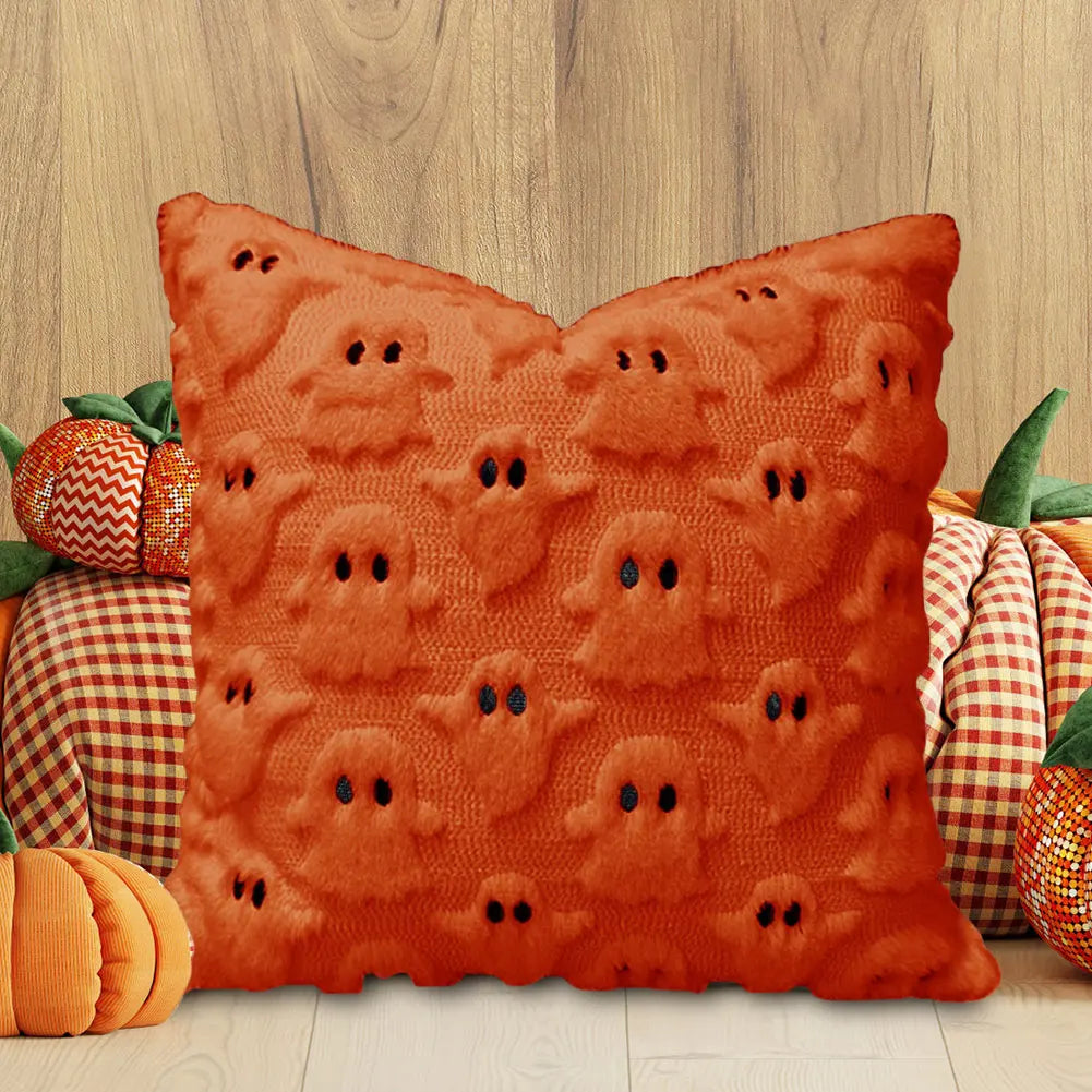 Fall & Halloween Plush Throw Pillow Covers | Ghost & Pumpkin Decor