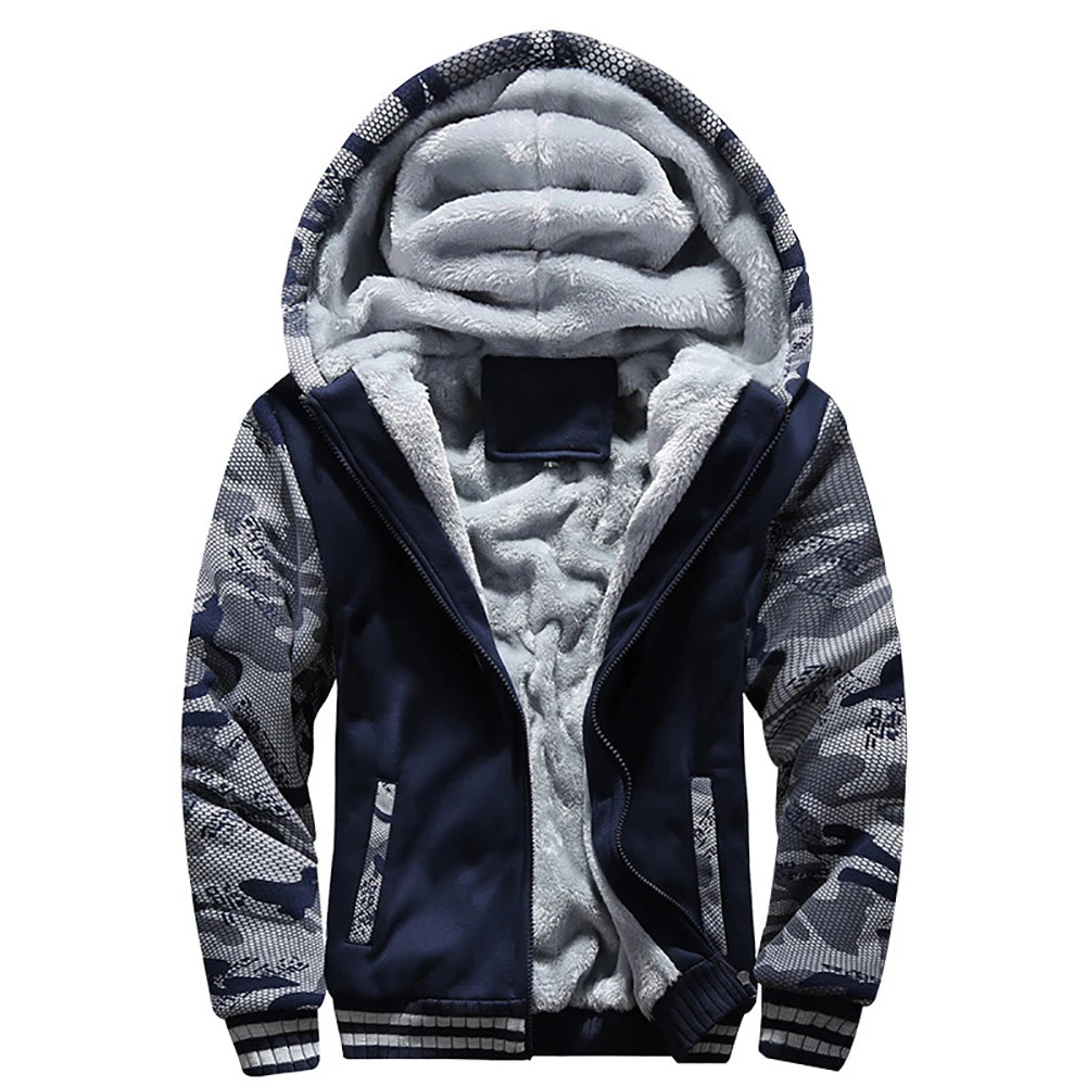 Men’s Sherpa-Lined Hooded Jacket – Warm Fleece Winter Coat