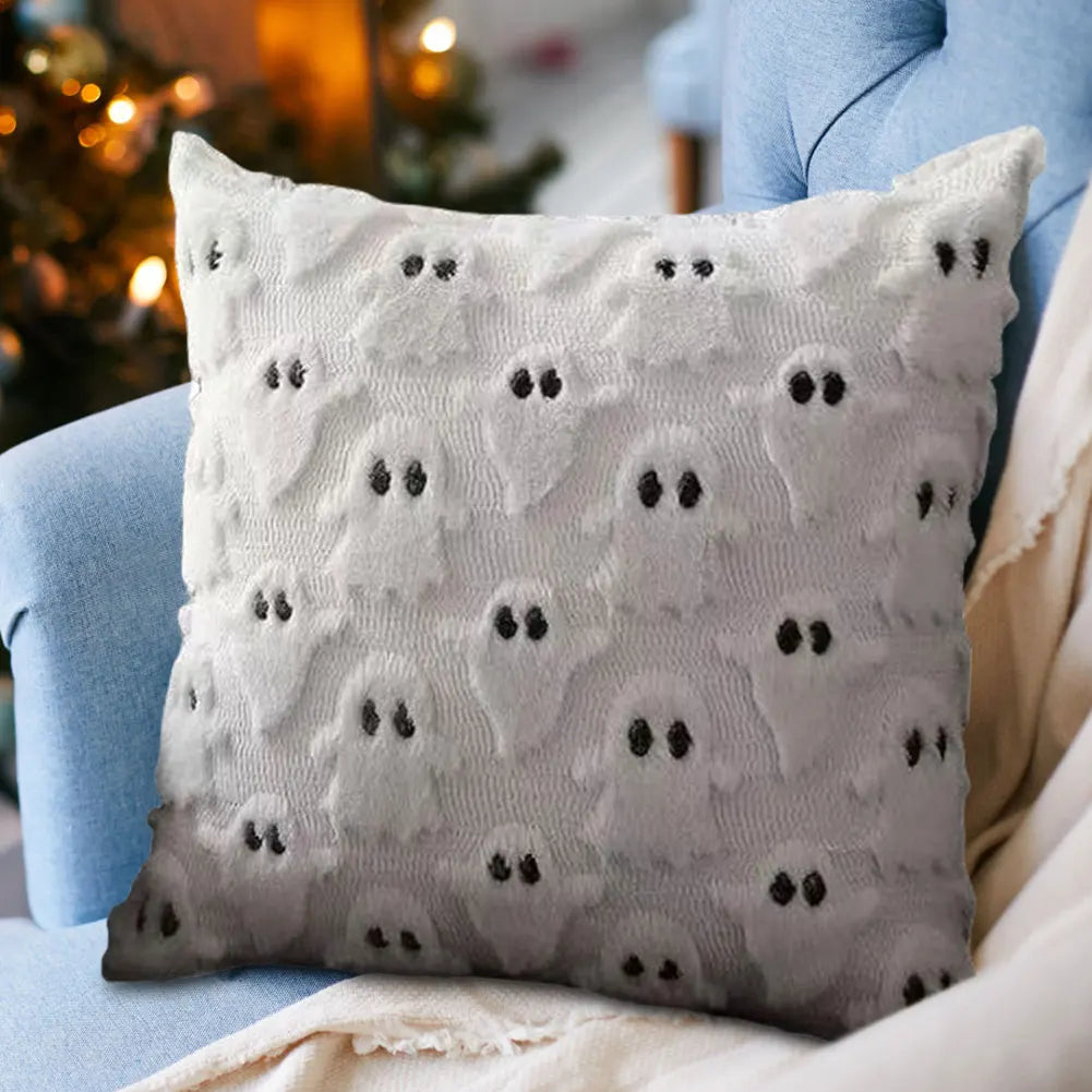 Fall & Halloween Plush Throw Pillow Covers | Ghost & Pumpkin Decor