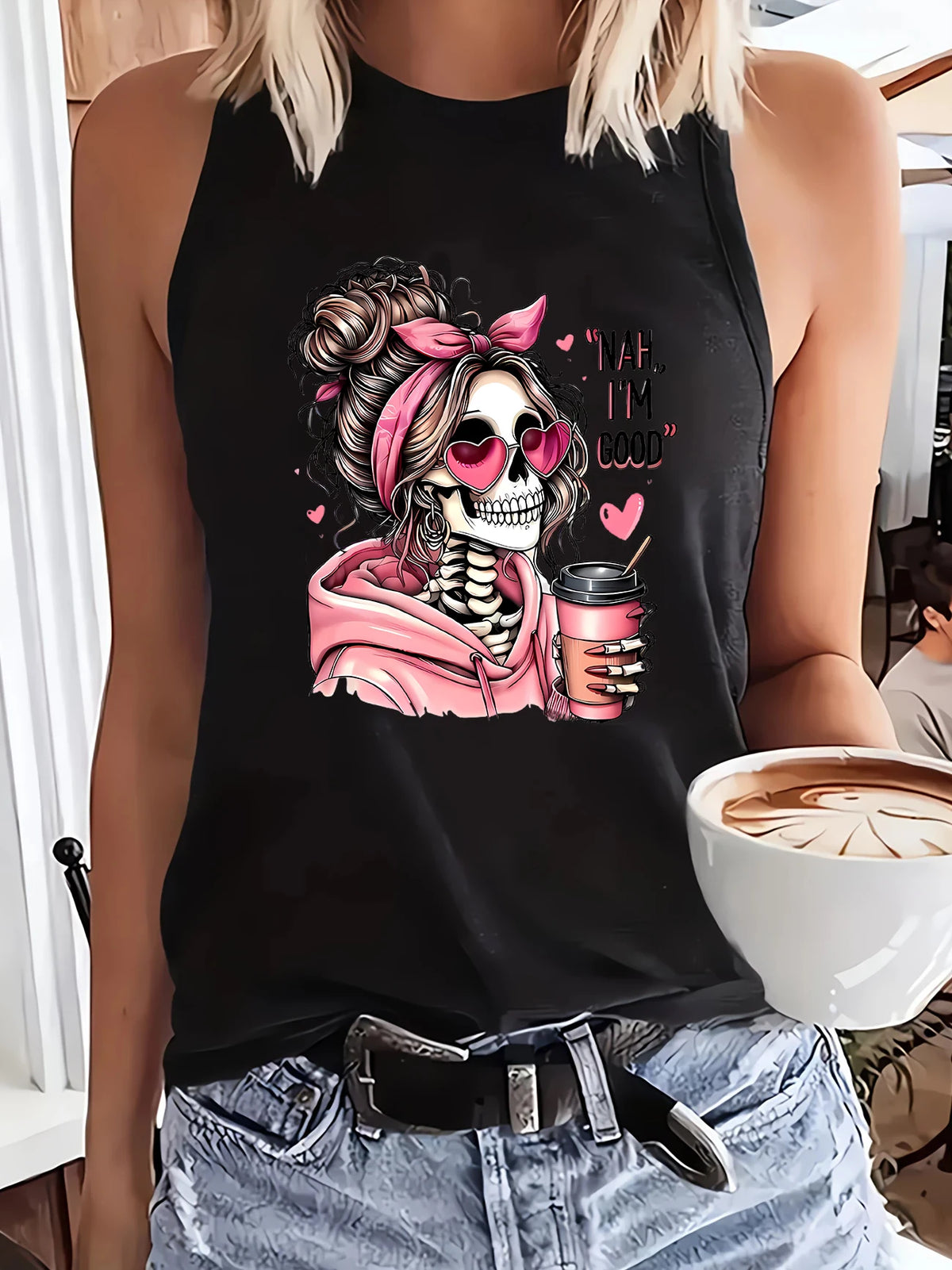 Nah, I’m Good Skeleton Coffee Tank Top