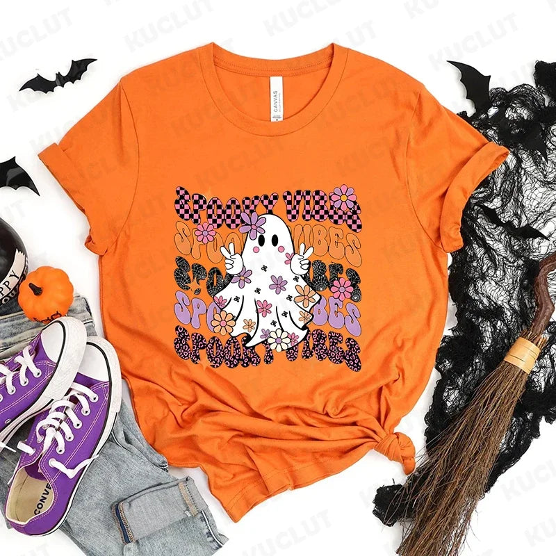 Cute Halloween Ghost Graphic T-Shirt