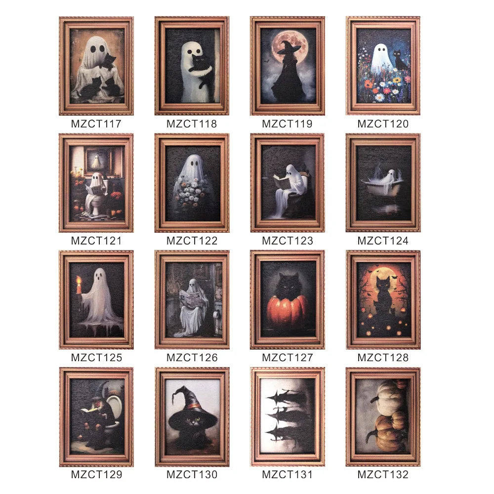 Haunted Mini Portrait Magnets | Vintage Halloween Decor