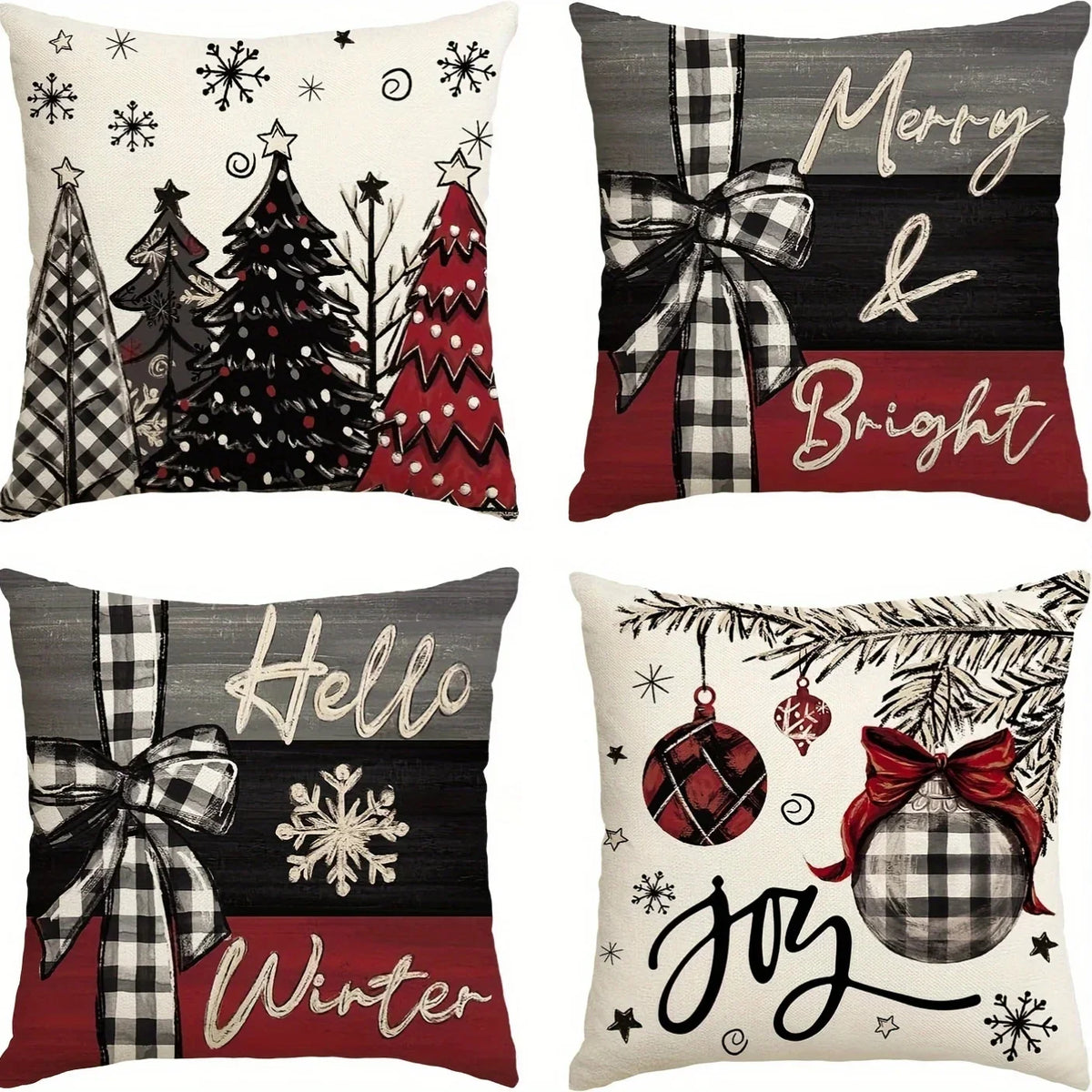 Christmas Decorative Throw Pillow Covers – 18x18 Seasonal Designs